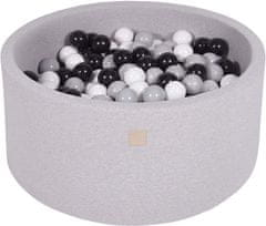 MeowBaby® Kuličkový bazén 90X40cm/300 kuliček 7 Cm pour Hračky pro batolata z kulaté pěny Vyrobeno v EU Světle šedá: černá/bílá/šedá