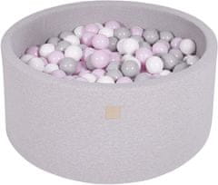 MeowBaby® Kuličkový bazén 90X40cm/300 kuliček 7 Cm pour Hračky pro batolata z kulaté pěny Vyrobeno v EU Světle šedá: pastelově růžová/šedá/bílá