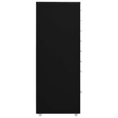 Vidaxl Mobilní kartotéka černá 28 x 41 x 109 cm kov