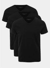 Tommy Hilfiger Sada tří pánských černých triček s véčkovým výstřihem Tommy Hilfiger M