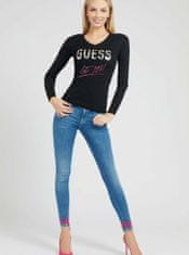 Guess Černý dámský svetr s nápisem s ozdobnými detaily Guess Logo V Neck XS