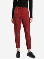 Desigual Červené dámské zkrácené vzorované kalhoty Desigual Cmotiger XS