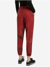 Desigual Červené dámské zkrácené vzorované kalhoty Desigual Cmotiger XS