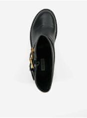 Guess Černé dámské vzorované kotníkové kožené boty s ozdobnými pásky Guess 39