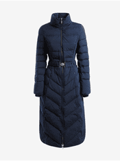 Guess Tmavě modrý dámský prošívaný kabát s odepínací kapucí Guess Caterina XS