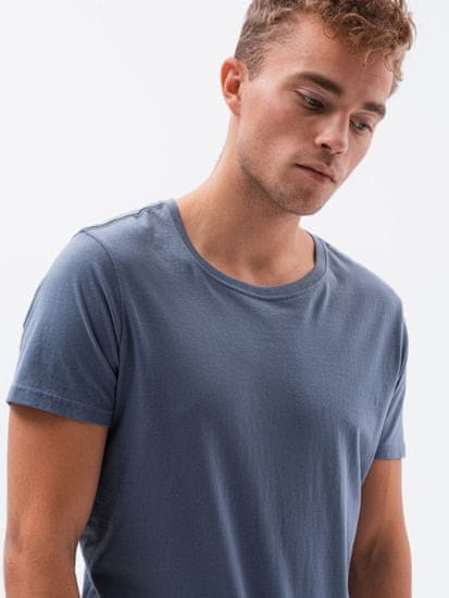 OMBRE Ombre Pánské tričko bez potisku S1370 - tmavě nebesky modrá - XL