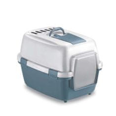 Stefanplast WivaCat Praktická krytá kočičí toaleta s filtrem a lopatkou bílá/modrá 55x40x40cm