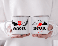 COOLKOUSKY Sada plecháčků 2ks s podtácky Angel, Devil