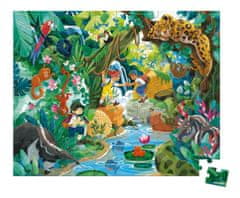 Janod Puzzle v kufříku Dobrodružství v džungli 100 dílků