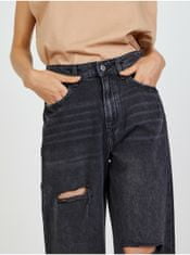 TALLY WEiJL Černé dámské zkrácené široké džíny s potrhaným efektem TALLY WEiJL 36
