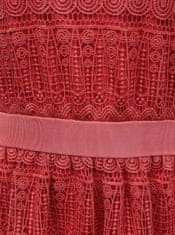 VILA Růžové krajkové šaty se stojáčkem VILA Nelly XS