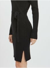 VILA Černé dámské žebrované svetrové šaty VILA Ril XS
