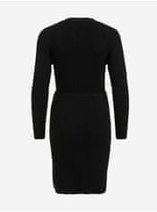 VILA Černé dámské žebrované svetrové šaty VILA Ril M