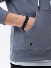 OMBRE Ombre Pánská mikina na zip s kapucí B977 - džínová - XL