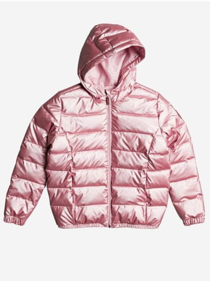 Roxy Růžová holčičí prošívaná zimní bunda s kapucí Roxy It Will Rain
