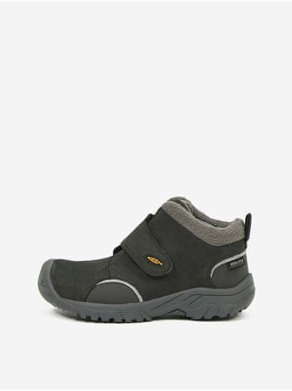 KEEN Tmavě šedé dětské kožené voděodolné zimní boty Keen Kootenay III