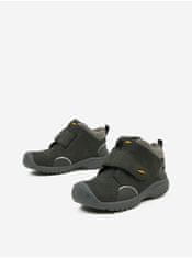 KEEN Tmavě šedé dětské kožené voděodolné zimní boty Keen Kootenay III 29