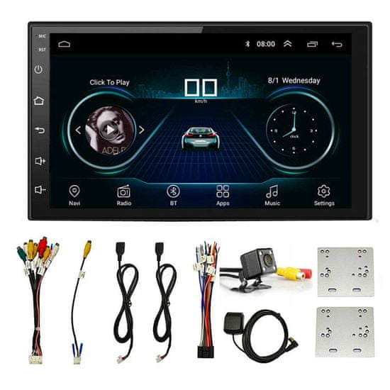 Farrot Multimediální přehrávač do auta, AUTORÁDIO 2 din 7palcové Android 10.1, GPS navigací, WIFI, USB, Bluetooth, + zadní kamera