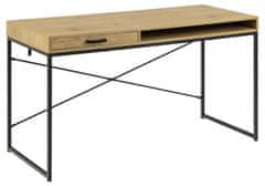 Design Scandinavia Pracovní stůl Seaford, 140 cm, dub / černá