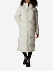Columbia Krémový dámský prošívaný dlouhý zimní kabát s kapucí Columbia Pike Lake M