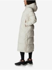 Columbia Krémový dámský prošívaný dlouhý zimní kabát s kapucí Columbia Pike Lake M