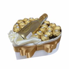RK Dekorace Dárkový box ve tvaru srdce „Ferrero Rocher a Bottega" gold 24 cm