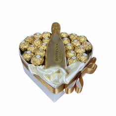 RK Dekorace Dárkový box ve tvaru srdce „Ferrero Rocher a Bottega" gold 24 cm