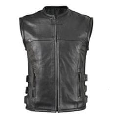 Cruison Vesta SWAT - pánská černá kožená moto vesta s přezkami vel. L