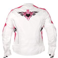 Xelement Bunda TRIBAL HEART - dámská bílá-růžová textilní moto bunda vel. S