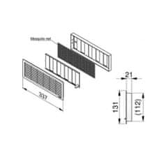 Mikawi Větrací mřížka dveřní 335x132 s límcem, manuál. žaluzií a síťkou, bílá MIKAWI 14-0121