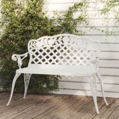 shumee vidaXL zahradní lavice 108 cm litý hliník bílá
