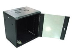 sapro RACK 19" nástěnný ZETA 12U 600x450 RAL9004, dveře sklo k samosestavení, černý