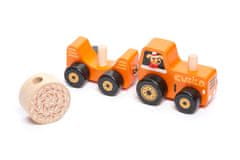 Traktor s vlekem - dřevěná skládačka s magnetem 3 díly
