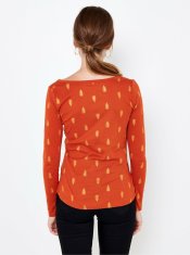 Camaïeu Oranžové vzorované tričko CAMAIEU XS