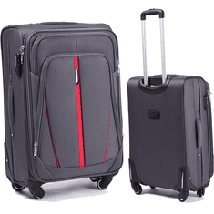 RGL Cestovní kufr textilní R20 s rozšířením,střední, šedo červený,69L,60x43x30