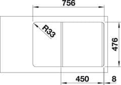 Blanco LANTOS 45 S-IF Compact dřez vestavný/do roviny nerez kartáčovaný nerez 519 059 - Blanco