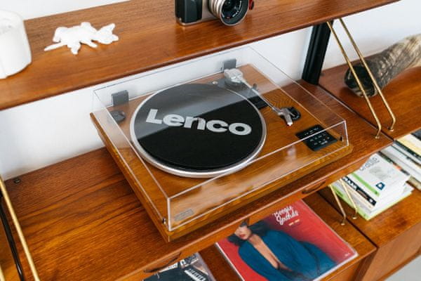 Lenco Ls-55 lemezjátszó integrált előerősítő és porvédő fedél hangszórók Bluetooth technológia aux in usb port
