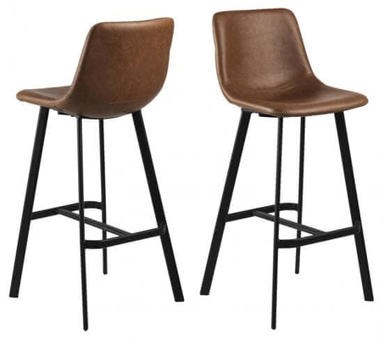 Design Scandinavia Barová židle Oregon (SET 2 ks), hnědá