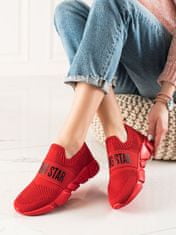 Amiatex Stylové červené tenisky dámské bez podpatku + Ponožky Gatta Calzino Strech, odstíny červené, 38