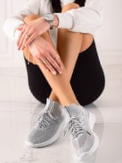 Amiatex Trendy tenisky dámské šedo-stříbrné bez podpatku, odstíny šedé a stříbrné, 37