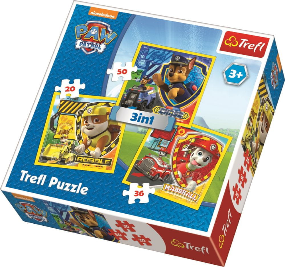 Trefl Puzzle 3v1 Paw Patrol/Tlapková patrola