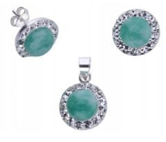 Lovrin Sada stříbrných šperků 925 zelených kamenů