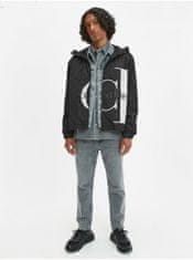 Calvin Klein Černá pánská vzorovaná lehká bunda s kapucí Calvin Klein Jeans L
