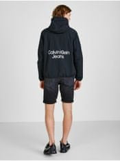 Calvin Klein Černá pánská vzorovaná lehká bunda s kapucí Calvin Klein Jeans L