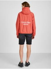 Calvin Klein Červená pánská vzorovaná lehká bunda s kapucí Calvin Klein Jeans L