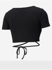 Puma Černé dámské žebrované cropped tričko se zavazováním Puma L