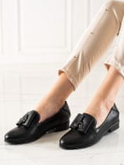 Amiatex Trendy černé polobotky dámské na plochém podpatku, černé, 36