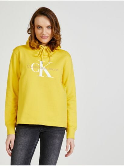 Calvin Klein Žlutá dámská vzorovaná mikina s kapucí Calvin Klein Jeans