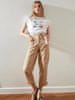 Béžové dámské zkrácené kalhoty s kapsami Trendyol XS