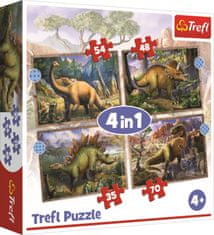 Trefl Puzzle Zajímaví dinosauři 4v1 (35,48,54,70 dílků)